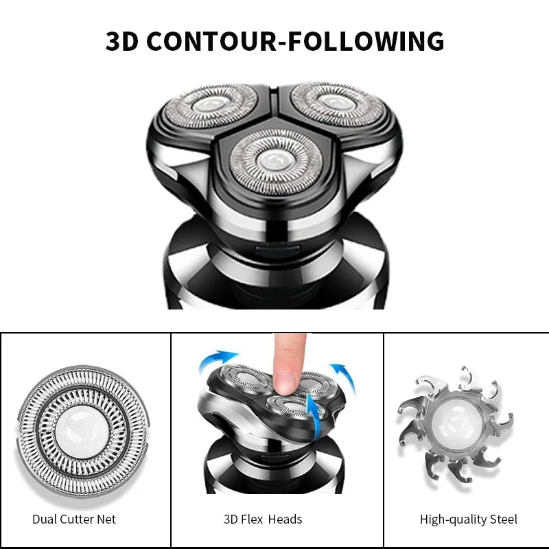 Electric Shaver Man Rechargeable Razor Shaving Knife Whisker Knife Household Portable Floating Three Tip Water Wash