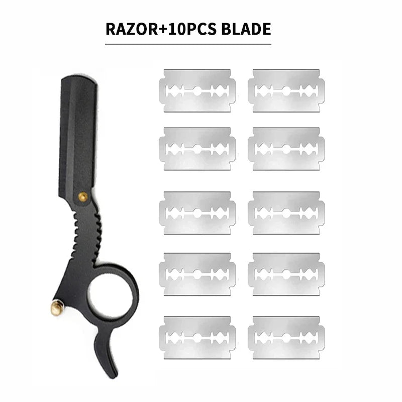 Thumb Manual Razor Straight Edge Haircut Beard Eyebrow Shaver Men Depilation Razor Hairdresser Trimming Replaceable Blades