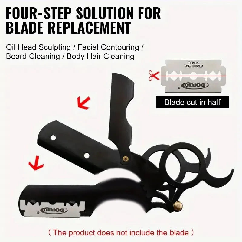 Thumb Manual Razor Straight Edge Haircut Beard Eyebrow Shaver Men Depilation Razor Hairdresser Trimming Replaceable Blades