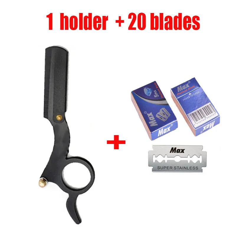 Thumb Manual Razor Straight Edge Haircut Beard Eyebrow Shaver Men Depilation Razor Hairdresser Trimming Replaceable Blades