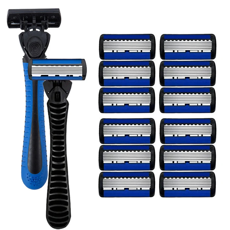 6-layer razor blade, men's stainless steel blade, classic water washed razor, sharp blade for clean shaving