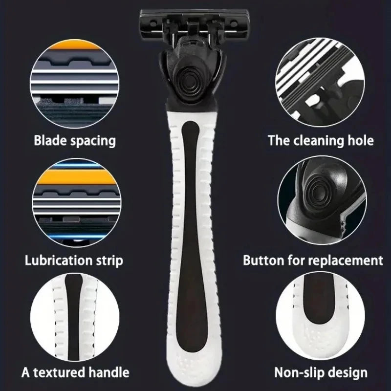 3-layer Stainless Steel Blade Men Razor Washable For Travel For Home Shaver Manual Shave Razors For Daily Face Care