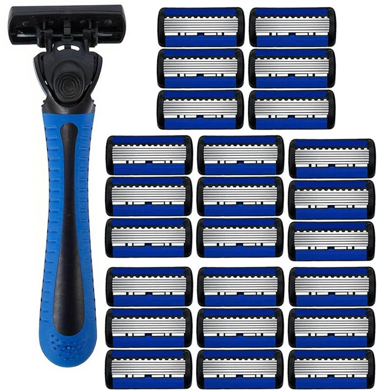 6-layer razor blade, men's stainless steel blade, classic water washed razor, sharp blade for clean shaving