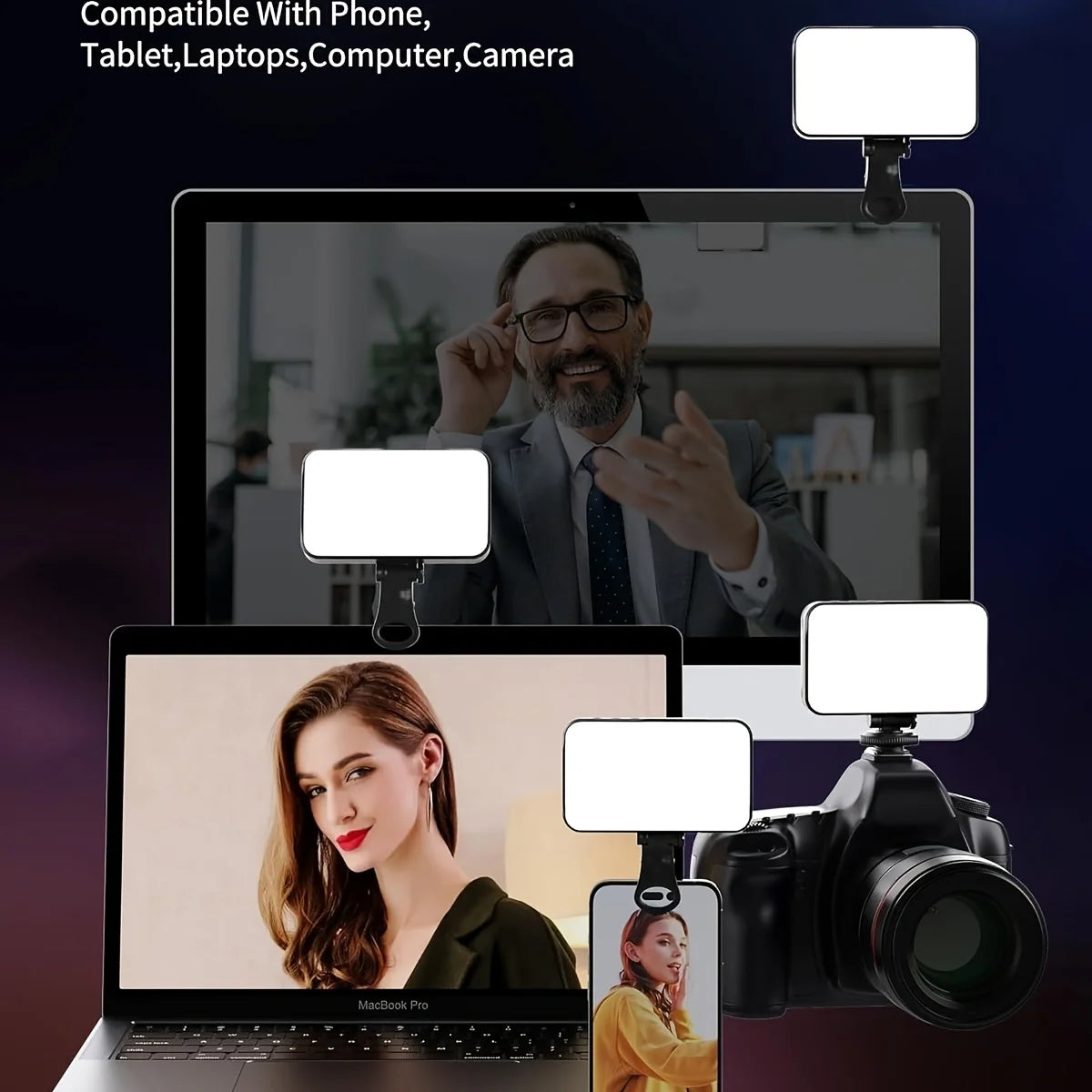 Mini lumière de remplissage pour Selfie, 3 Modes de couleur, luminosité réglable, Rechargeable, Clip sur téléphones mobiles, ordinateurs, photographie, lumières LED