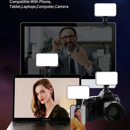 Mini lumière de remplissage pour Selfie, 3 Modes de couleur, luminosité réglable, Rechargeable, Clip sur téléphones mobiles, ordinateurs, photographie, lumières LED