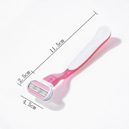 Women's Safety Razor - 1 Handle + 8 Replaceable 3-Layer Stainless Steel Blades, Pink Shaver Head for Smooth Hair Removal