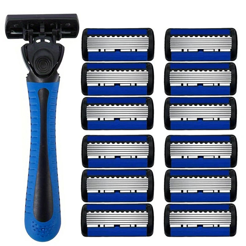 6-layer razor blade, men's stainless steel blade, classic water washed razor, sharp blade for clean shaving