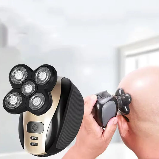 2025New Model Waterproof Rotary Razor Beard Clipper Hair Trimmer Face 5 Headed Electric Shaver Razor Rechargeable Male
