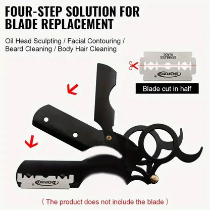 Thumb Manual Razor Straight Edge Haircut Beard Eyebrow Shaver Men Depilation Razor Hairdresser Trimming Replaceable Blades