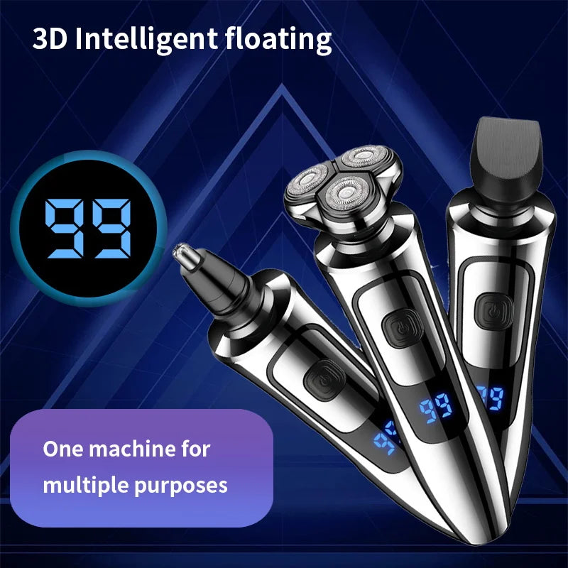 Electric Shaver Man Rechargeable Razor Shaving Knife Whisker Knife Household Portable Floating Three Tip Water Wash