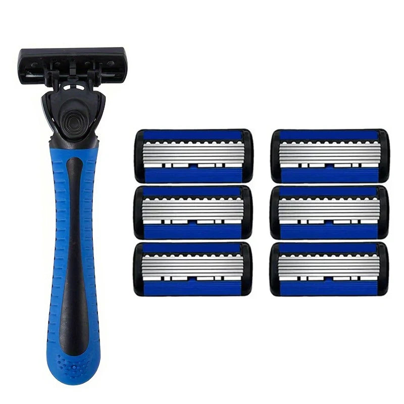 6-layer razor blade, men's stainless steel blade, classic water washed razor, sharp blade for clean shaving