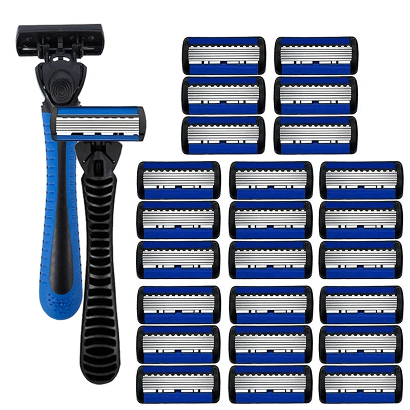 6-layer razor blade, men's stainless steel blade, classic water washed razor, sharp blade for clean shaving