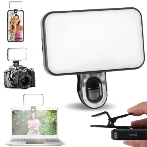 Mini lumière de remplissage pour Selfie, 3 Modes de couleur, luminosité réglable, Rechargeable, Clip sur téléphones mobiles, ordinateurs, photographie, lumières LED
